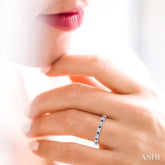 1.35 MM Sapphire and 1/10 Ctw Round Cut Diamond Precious Wedding Band in 14K White Gold